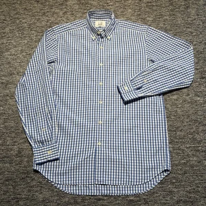 Dunhill Hemd Herren Small blau weiß Gitter Karo zweifach Baumwolle Langarm - Bild 1 von 8