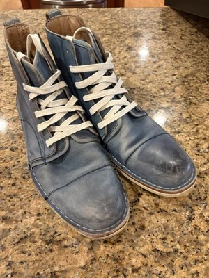 Bota de couro azul com cadarço John Varvatos Barrett tamanho 10.5 - Imagem 1 de 4