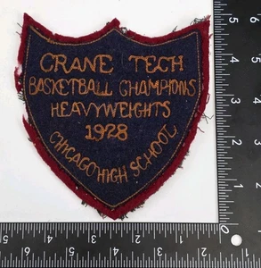 Vintage 1928 Crane Tech High School Chicago Basketball Champions Letterman Patch - Picture 1 of 2