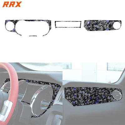 Cubierta de tablero de consola de fibra de carbono forjada azul 6 piezas para Ford Mustang GT 09-14 Foto 1 de 4