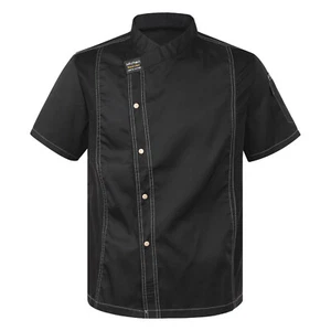 Mens Chef Coat Cooker Jackets Uniform Short Sleeve Kitchen Work Restaurant Shirt - Picture 1 of 92