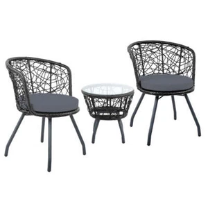 NNEDSZ Outdoor Patio Chair and Table - Black - Picture 1 of 11
