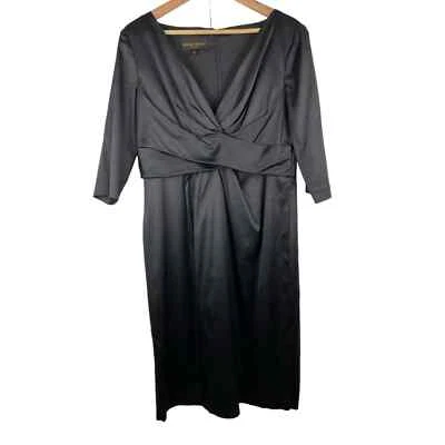 Donna Ricco New York Women's Size 14 Black 3/4 Sleeve Silky Evening Sheath Dress - Image 1 of 4