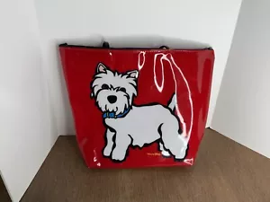 Marc Tetro Large Handbag Boston Westie Vinyl Tote Bag Red White Puppy Dog Purse - Picture 1 of 7