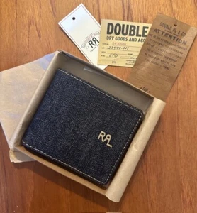 Neu RRL Ralph Lauren DOUBLE RL Selvedge Denim Doppelfaltung in Indigo OS Brieftasche USA - Bild 1 von 6