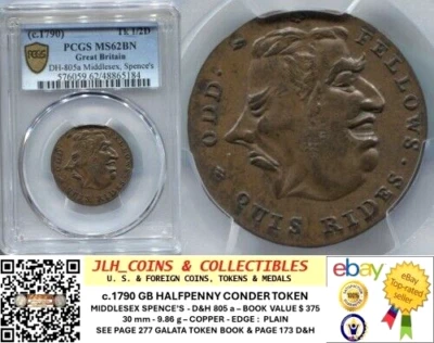 c1790 GB Conder Halfpenny - MIDDLESEX -SPENCE'S - TOP POP ! - D&H 805a - ECG 004 - Image 1 of 4