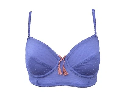 BeeDees by Triumph Happy Heart Underwired Bustier Bra 34 Long Bra 75A 75B Purple NEW - Image 1 of 4