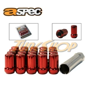 ASPEC SPLINE TUNER LOCK LUG NUTS 12X1.25 1.25 ACORN WHEELS RIMS CLOSE END RED N - Picture 1 of 2
