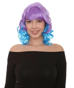 Short Curly Party Stage Event party Ready Colorful Blue & Purple Wig HW-2191 - Picture 1 of 9