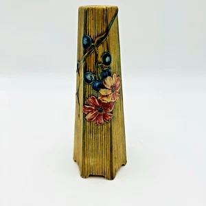 Antique Weller Pottery Klyro Hexagon Bud Vase Blue Grapes Pink Flowers 8.25" T. - Picture 1 of 15