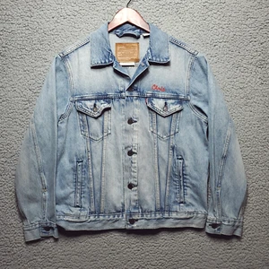Levi's Premium Relaxed Fit Trucker Jacket Men's M Blue Denim "Chris" Logo Type 3 - Picture 1 of 11