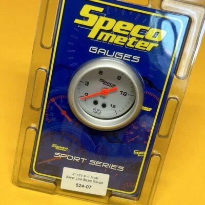 Mechanical fuel pressure gauge 0-15 PSi Speco Sports 52mm 2" silver 524-07 - Image 1 of 4