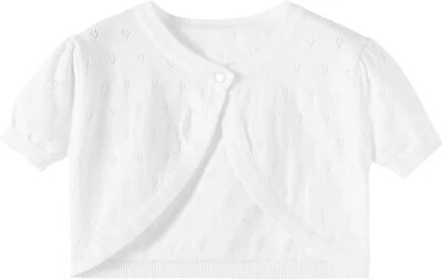 White Cotton Bolero Sweater Lightweight Cropped Cardigan Girl's 5/6 NWT - Image 1 of 4