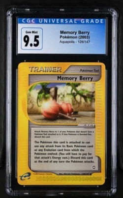 CGC 9.5 GEM MINT Memory Berry 128/147 Aquapolis Pokemon Card POP 5!! - Image 1 of 2