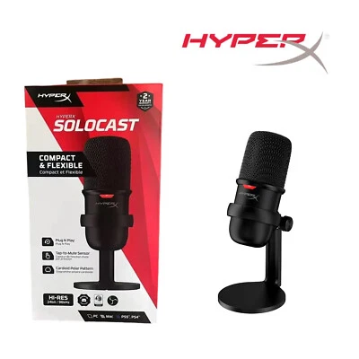 HyperX Solocast USB Wired Condenser Gaming Microphone Black New in Box Sealed A - Image 1 of 4