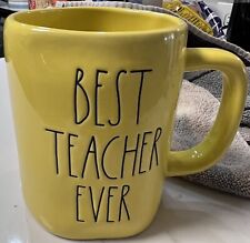 Rae Dunn- BEST TEACHER EVER Coffee Tea Mug Sunshine Yellow  Ceramic 22 Ounces