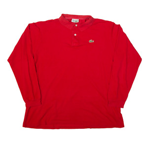Vintage LACOSTE Chemise Polo Shirt Red 90s Long Sleeve Mens 2XL