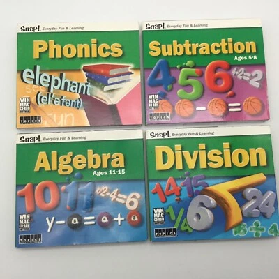5 Snap Learning (CD-ROM)  Phonics Subtraction Division Algebra Geometry  Win Mac - Image 1 of 4