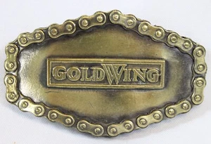 Vtg Gold Wing Belt Buckle 1976 Great American Buckle Co Biker Chain Big 3.25" - Picture 1 of 7