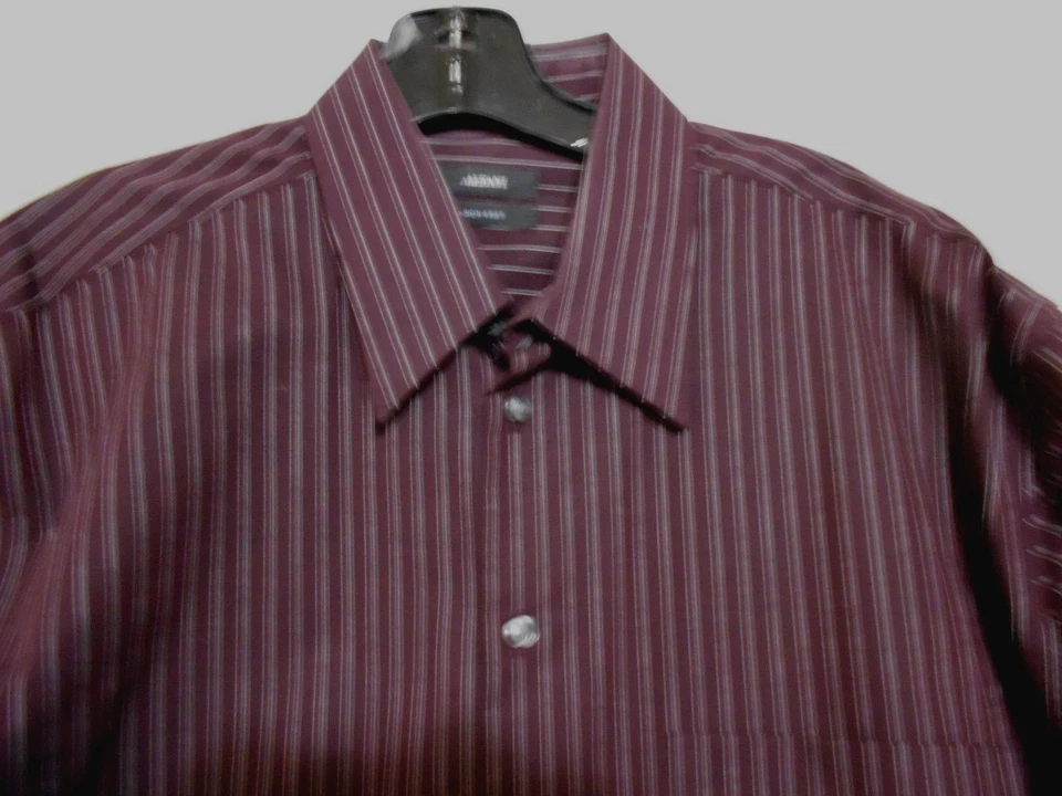 Alfani Mens Size Large Fitted Brown White Stripes  Dress Shirt 16 32/33 Academia - Image 1 of 1