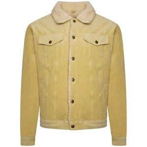 Mens Cord Borg Lined Western Jacket S M L XL XXL Cream JOE - Picture 1 of 4