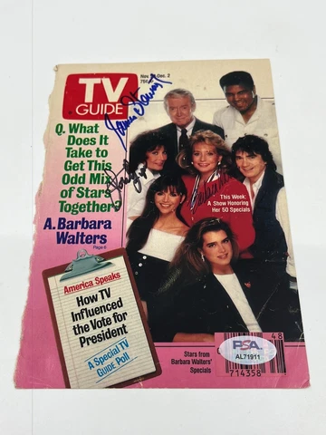 James Stewart Loretta Lynn Barbara Walters Signed Autograph TV Guide PSA DNA Cover