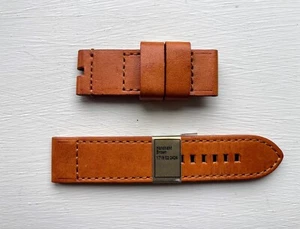Rhein Fils 24mm Vintage Aspecto Cinturón Cuero Correa Reloj Totalmente Marrón Claro - Imagen 1 de 2