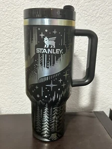 40oz Stanley Tumbler with handle- Laser Engraved- Black Chroma- Northern Lights - Picture 1 of 4