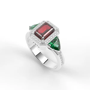 Anillo de plata de ley 925 creado en laboratorio con piedras preciosas de rubí hecho a mano envío gratuito - Imagen 1 de 36