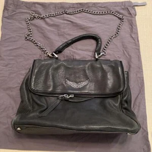 ZADIG & VOLTAIRE Leather Shoulder Bag Handbag 35x30x11cm GOOD - Picture 1 of 12