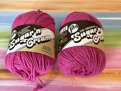 lot of two new skeins Lily Sugar ‘n Cream yarn Hot Pink cotton 2.5 oz. each - Image 1 of 4