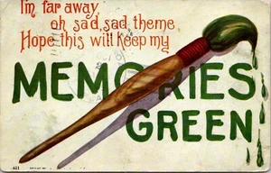 St Patricks Keep Memories Green Paint Brush Far Away From Ireland postcard H550 - Picture 1 of 2