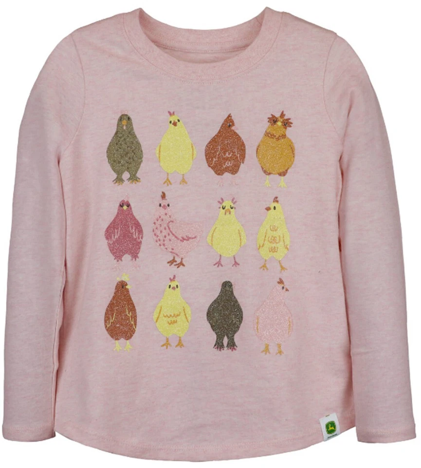 NEW John Deere Pink Chicken Coop Long Sleeve  T-Shirt Sizes 5 6 6X 7 8 10 12 - Image 1 of 1