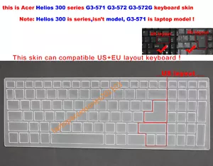 Keyboard Skin Cover for Acer Predator Helios 300 G3-571 G3-571G G3-572 G3-572G - Picture 1 of 5