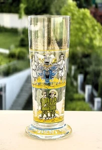 Collectible German original hand-painted glass beer mug with marking - VERY RARE - Picture 1 of 7