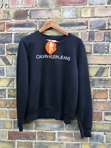 CALVIN KLEIN Mens Sweatshirt Medium CK JEANS SPELLOUT Pullover Cotton Sweater - Picture 1 of 6