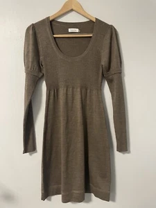 Calvin Klein Damen Pullover Kleid Braun Wollmischung Rundhals Puffärmel S - Bild 1 von 8