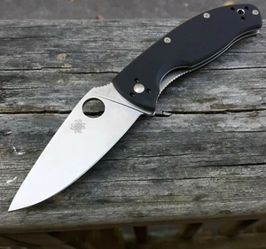 Spyderco Tenacious Folding Knife 3.38" 8Cr13MoV Steel Blade Black G10 Handle - Picture 1 of 7