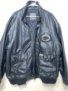 VINTAGE ECKO LEDER BOMBER JACKE _ SCHWARZ _ XXL - Bild 1 von 9