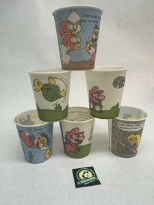 RARE 6 Vintage Super Mario Nintendo 1989 Retro Dixie Cups Bowser Princess - Picture 1 of 1