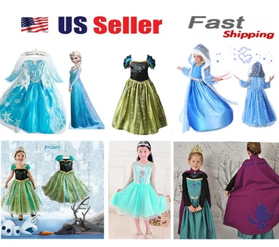 Gorgeous Queen Elsa & Princess Anna Costume Cosplay Party Dress Up - Image 1 of 4