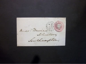 GB Hampshire Stationery 1854 QV 1d pink Envelope 625 PORTSMOUTH Sideways Duplex - Picture 1 of 2
