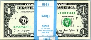 BEP PACK Of 100 $1 DOLLAR 2021 $1 Notes - G/B Block (CHICAGO  “G”) Nonsequential - Picture 1 of 2