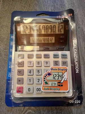 CASIO DV-220 12 Digit Angled Dual Display Desktop Calculator  Solar Power - Image 1 of 2