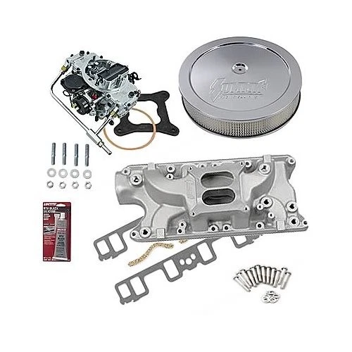 SBF 289 302 Ford Stage 1 Intake Manifold, 600 cfm Carb, & Air Cleaner Combo Foto 1 de 3