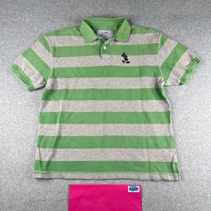 Walt Disney World Poloshirt Mediun grün grau gestreift Mickey Mouse Logo Herren - Bild 1 von 8