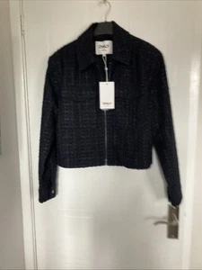 Ladies Navy Boucle Jacket Size Medium New With Tags From Very Fully Lined - Picture 1 of 3