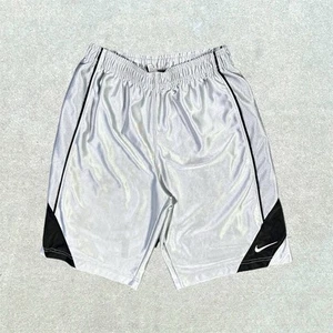 Nike Shorts Boys Medium Black Silver Polyester Athletic Basketball Swoosh Y2K - Picture 1 of 3