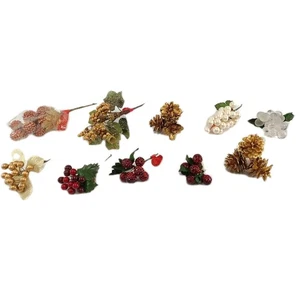 Vtg lot Of 10 Christmas Craft Picks Clusters Pine Boughs Berries Floral Hobby - Picture 1 of 13