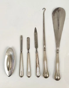 Antik Necessaire Maniküre H Bauer Silber Griff 800- 835 Schuhlöffel u.a Art Deko - Bild 1 von 13
